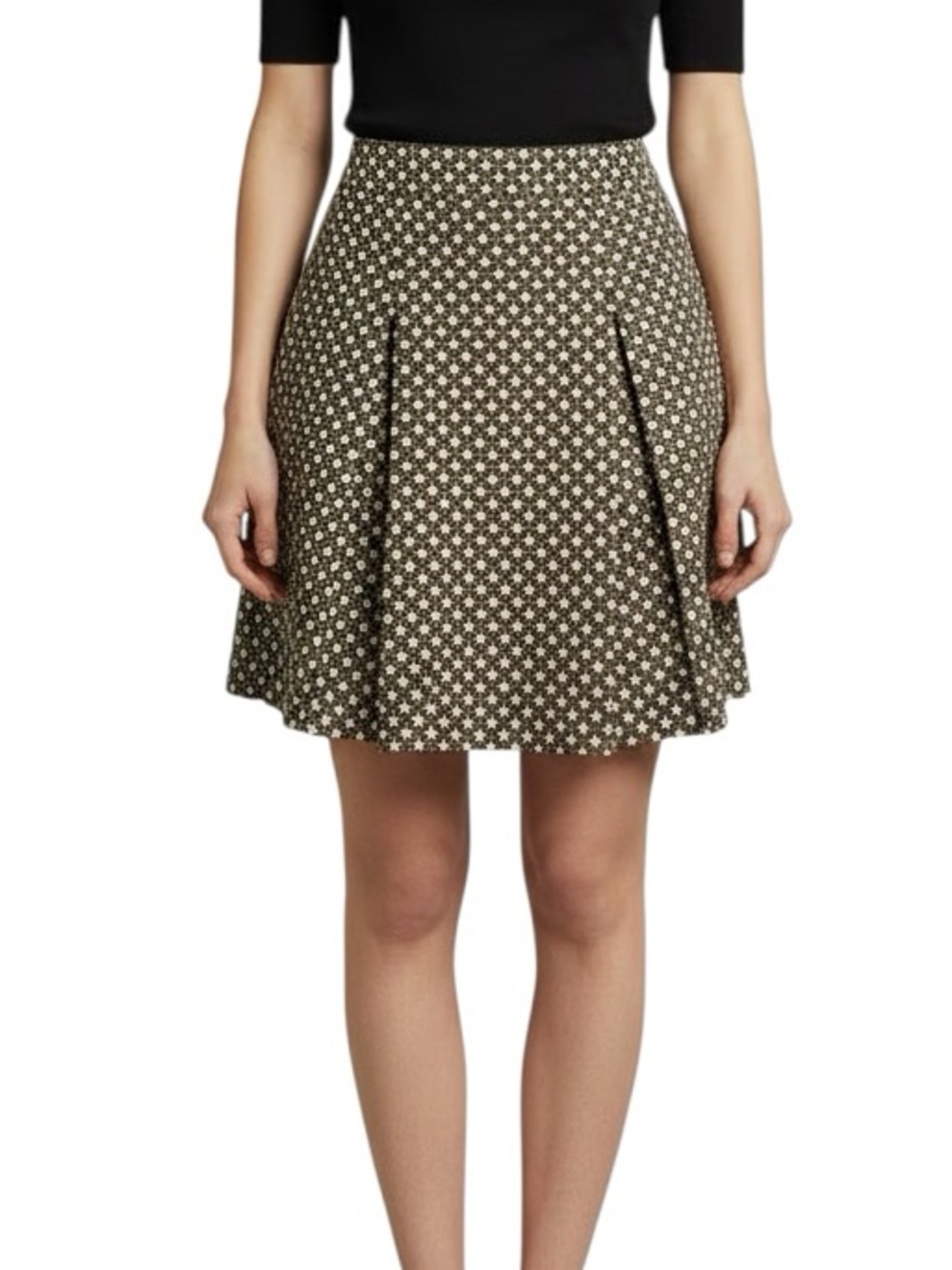 Talbots Lattice print box pleat A-line cotton skirt size 8 like new condition